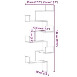 Berkfield Home Wall Corner Shelf Grey Sonoma 45x45x147 cm Engineered Wood - Size: 45 x 45 x 147 cm - thumbnail 9