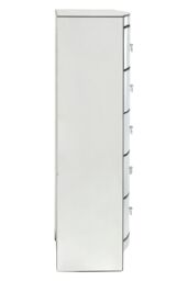 Orsina Bevelled Curved Tall Boy Drawers, Mirrored Glass Finish, Ample Storage 5 Drawer Tall Chest, Delivered Fully Assembled in Silver - thumbnail 3