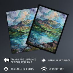 "Artery8 Blea Tarn Valley Lake District England Painting Wall Art Print in Blue - Size: W24"" x H32""" - thumbnail 2