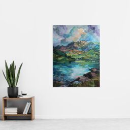 "Artery8 Blea Tarn Valley Lake District England Painting Wall Art Print in Blue - Size: W24"" x H32""" - thumbnail 4