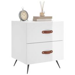 Berkfield Home Modern Bedside Cabinet High Gloss White 40x35x47.5 cm Engineered Wood - thumbnail 8