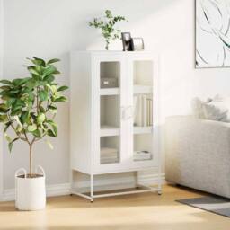 Berkfield Home Highboard White 68x39x123 cm Steel - Size: 68 x 39 x 123 cm - thumbnail 3