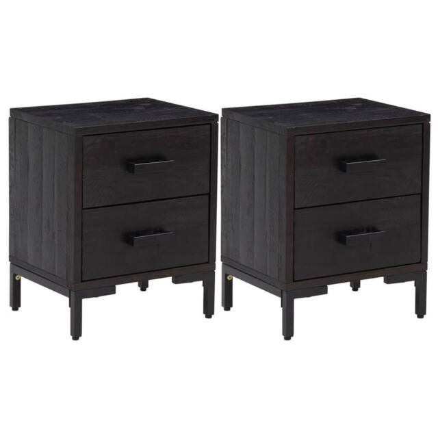Berkfield Home Bedside Cabinets 2 pcs Black 36x30x45 cm Solid Wood Pine - Size: 36 x 30 x 45 cm - image 1