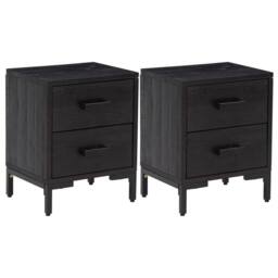 Berkfield Home Bedside Cabinets 2 pcs Black 36x30x45 cm Solid Wood Pine - Size: 36 x 30 x 45 cm - thumbnail 1