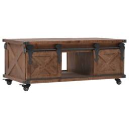 Berkfield Home Coffee Table Solid Fir Wood 91x51x38 cm Brown - Size: 91 x 51 x 38 cm - thumbnail 2