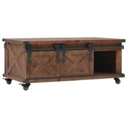 Berkfield Home Coffee Table Solid Fir Wood 91x51x38 cm Brown - Size: 91 x 51 x 38 cm - thumbnail 5