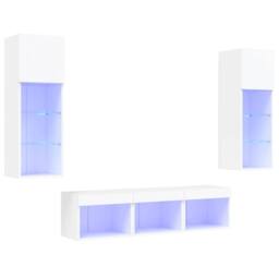 Berkfield Home Modern 5 Piece TV Wall Units with LED White Engineered Wood - thumbnail 3