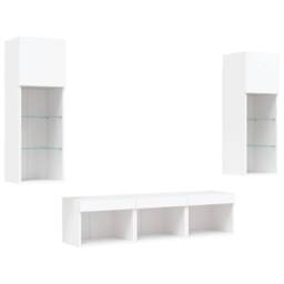 Berkfield Home Modern 5 Piece TV Wall Units with LED White Engineered Wood - thumbnail 6