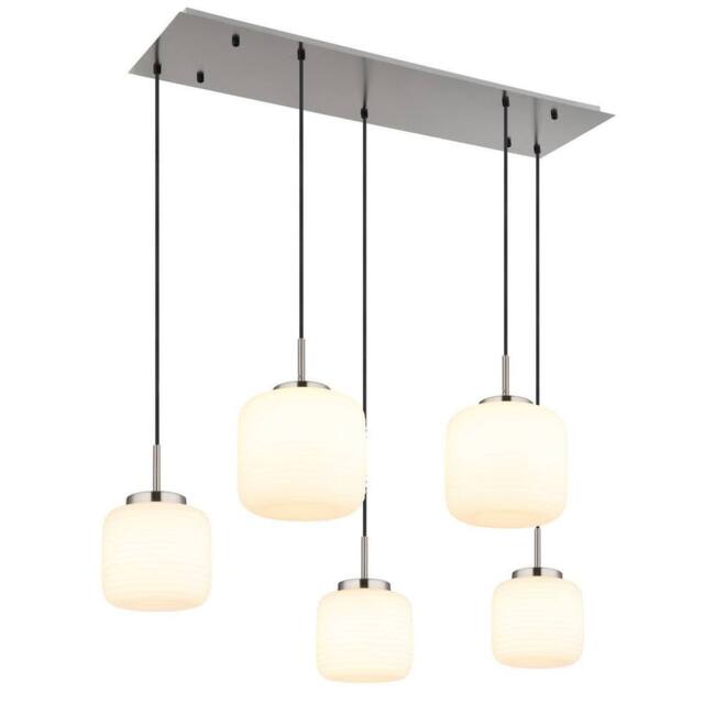 Netlighting Kladora Cluster Pendant Nickel Matt Opal Glass Shade 5x E27 in Grey - image 1