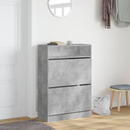 Berkfield Home Shoe Cabinet with 2 Flip-Drawers Concrete Grey 80x34x116 cm - Size: 80 x 34 x 116 cm - thumbnail 1