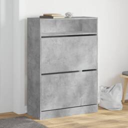 Berkfield Home Shoe Cabinet with 2 Flip-Drawers Concrete Grey 80x34x116 cm - Size: 80 x 34 x 116 cm - thumbnail 2