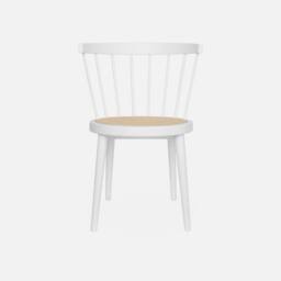 sweeek Pair Of Wood & Cane Dining Chairs in White - thumbnail 3