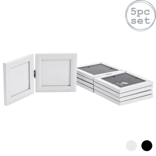 "Nicola Spring Folding 2 Photo Frames - 4 x 4"" - Pack of 5 in White" - image 1