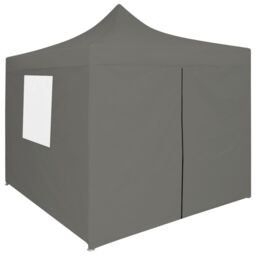 Berkfield Home Professional Folding Party Tent with 4 Sidewalls 2x2 m Steel Anthracite in Black - thumbnail 3