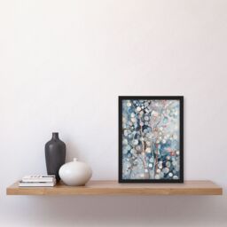 Artery8 Abstract Bubble Forest Trees Watercolour Painting Framed Art Print in Blue - Size: A4 - thumbnail 4