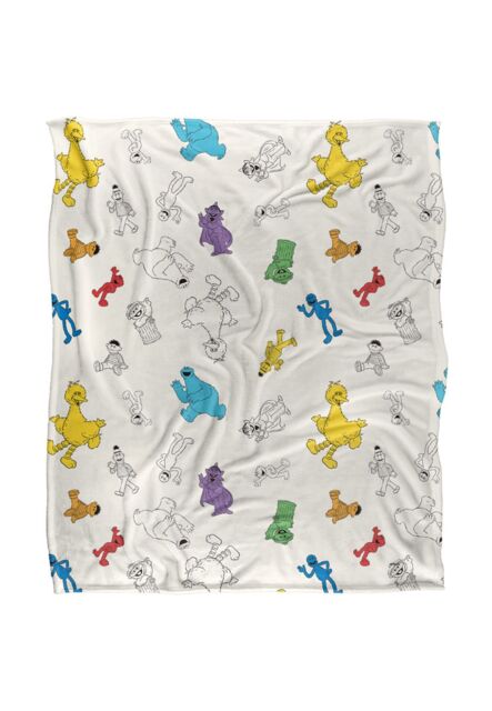 Sesame Street Full Character Pattern Silky Touch Super Soft Throw Blanket 152 X 127 cm in White - image 1