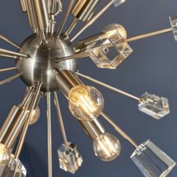 Loops Multi Light Hanging Ceiling Pendant Satin Nickel & Crystal Feature Star Rod Lamp in Metallics - thumbnail 3