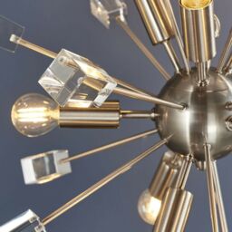Loops Multi Light Hanging Ceiling Pendant Satin Nickel & Crystal Feature Star Rod Lamp in Metallics - thumbnail 5