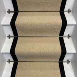 RainbowHome Kalahari Cream Wool Stair Runner With 100% Cotton Black Border - Size: 50 cm x 700 cm - thumbnail 1