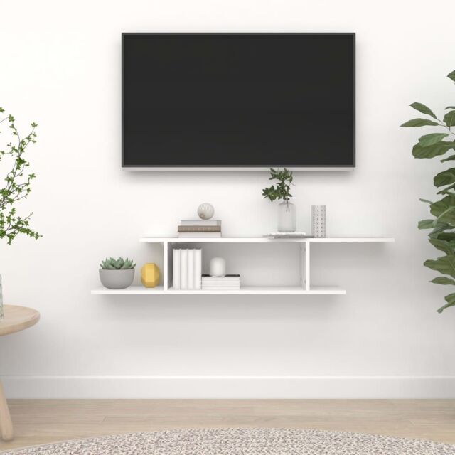 Berkfield Home Wall-Mounted TV Shelf White 125x18x23 cm Engineered Wood - Size: 125 x 18 x 23 cm - image 1