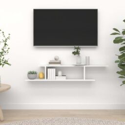 Berkfield Home Wall-Mounted TV Shelf White 125x18x23 cm Engineered Wood - Size: 125 x 18 x 23 cm - thumbnail 1
