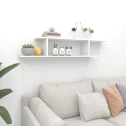 Berkfield Home Wall-Mounted TV Shelf White 125x18x23 cm Engineered Wood - Size: 125 x 18 x 23 cm - thumbnail 3
