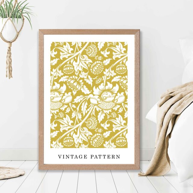 ARTZE William Morris Yellow Floral Art Print / Oak Frame / SIZE: A2 - Size: A4 - image 1