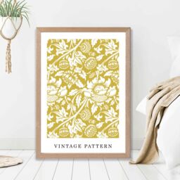 ARTZE William Morris Yellow Floral Art Print / Oak Frame / SIZE: A2 - Size: A4