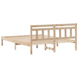Berkfield Home with Headboard Brown 140 x 200 cm Solid pine wood in Beige - thumbnail 8