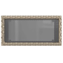 Berkfield Home Garden Side Table with Glass Top Light Grey 58x27.5x55 cm Poly Rattan - thumbnail 8