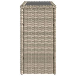Berkfield Home Garden Side Table with Glass Top Light Grey 58x27.5x55 cm Poly Rattan - thumbnail 5