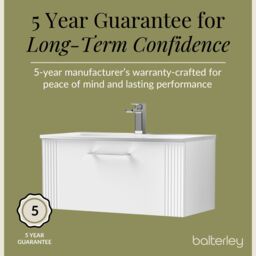 Balterley Wall Hung 1 Drawer Vanity Unit - Curved Basin 800mm, Satin White - thumbnail 6