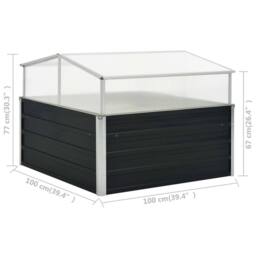 Berkfield Home Greenhouse Anthracite 100x100x77 cm Galvanised Steel in Black - Size: 100 x 100 x 77 cm - thumbnail 7