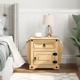 Berkfield Home Bedside Cabinet Corona 45x35x47.5 cm Solid Wood Pine in Brown - thumbnail 3