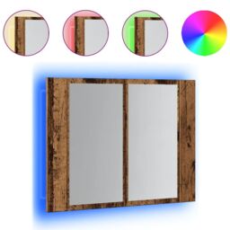 Berkfield Home LED Mirror Cabinet Old Wood 60x12x45 cm Engineered Wood in Brown - Size: 60 x 12 x 45 cm - thumbnail 2