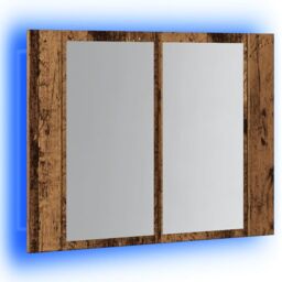 Berkfield Home LED Mirror Cabinet Old Wood 60x12x45 cm Engineered Wood in Brown - Size: 60 x 12 x 45 cm - thumbnail 3