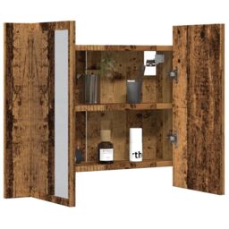 Berkfield Home LED Mirror Cabinet Old Wood 60x12x45 cm Engineered Wood in Brown - Size: 60 x 12 x 45 cm - thumbnail 5
