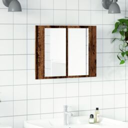 Berkfield Home LED Mirror Cabinet Old Wood 60x12x45 cm Engineered Wood in Brown - Size: 60 x 12 x 45 cm - thumbnail 4