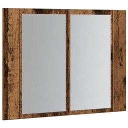 Berkfield Home LED Mirror Cabinet Old Wood 60x12x45 cm Engineered Wood in Brown - Size: 60 x 12 x 45 cm - thumbnail 6