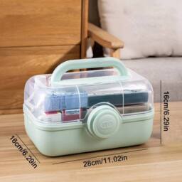 EONLION Medium Medicine Organizer Box Capacity Portable in Green - Size: 500mm - thumbnail 2