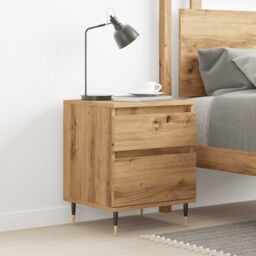 Berkfield Home Bedside Cabinet Artisan Oak 40x35x50 cm Engineered Wood in Brown - Size: 40 x 35 x 50 cm - thumbnail 3