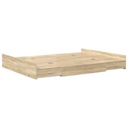 Berkfield Home Storage Bed Frame with Drawer Sonoma oak 140 x 190 cm Melamine in Brown - thumbnail 7