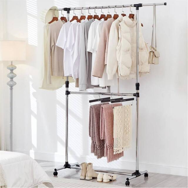 EONLION Chrome Clothing Rack with Extendable Top Rail in Silver - Size: 500mm - image 1