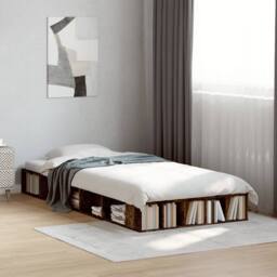 Berkfield Home Durable Bed Frame without Mattress Smoked Oak 75x190 cm Small Single in Brown - thumbnail 2