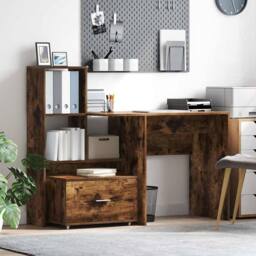 Berkfield Home Drawer Cabinet Smoked Oak MDF with Veneer Drawer Cabinet in Brown - thumbnail 2