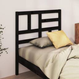 Berkfield Home Bed Headboard Black 96x4x104 cm Solid Wood Pine - Size: 96 x 4 x 104 cm - thumbnail 2