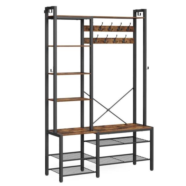 Kelvenix Black Hall Tree with Bench & Shoe Storage - Size: 0.6m2 - image 1