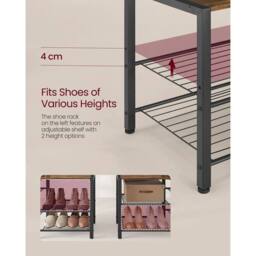 Kelvenix Black Hall Tree with Bench & Shoe Storage - Size: 0.6m2 - thumbnail 3