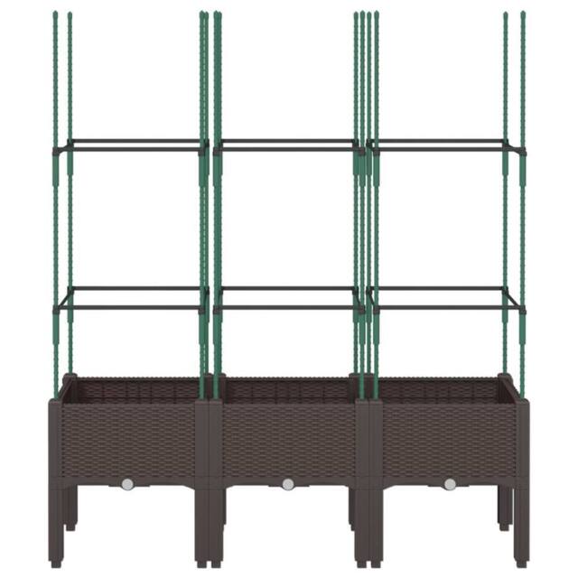 Berkfield Home Garden Planter with Trellis Brown 120x40x142.5 cm PP - image 1