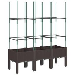 Berkfield Home Garden Planter with Trellis Brown 120x40x142.5 cm PP - thumbnail 5